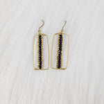 Minimal Brass Rectangle With Crystal Earrings