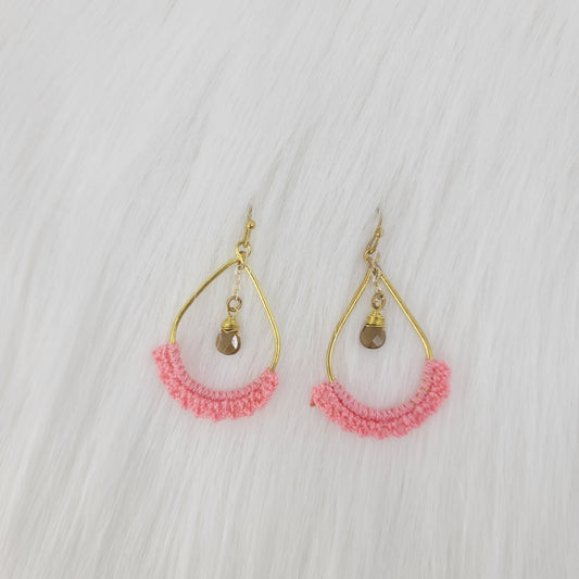 Crochet On Teardrop With Gemstone Earrings