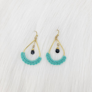 Crochet On Teardrop With Gemstone Earrings