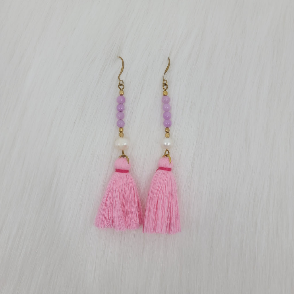 Stone Earrings with Tassels