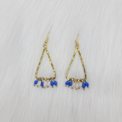 Hammered Triangle Dangle With Crystal Earrings