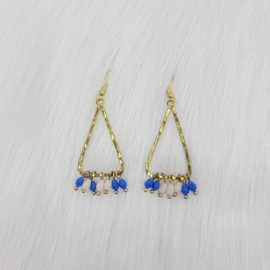 Hammered Triangle Dangle With Crystal Earrings
