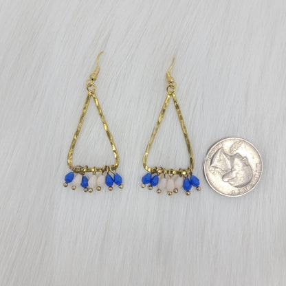 Hammered Triangle Dangle With Crystal Earrings