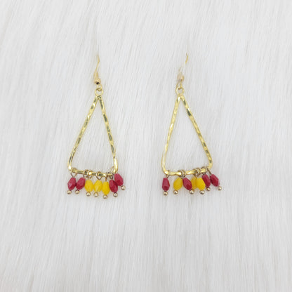 Hammered Triangle Dangle With Crystal Earrings