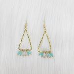 Hammered Triangle Dangle With Crystal Earrings