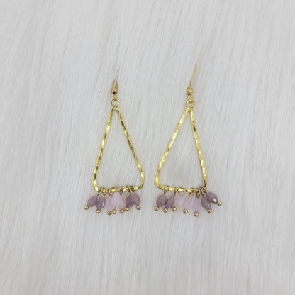 Hammered Triangle Dangle With Crystal Earrings