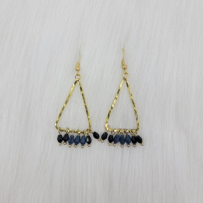 Hammered Triangle Dangle With Crystal Earrings