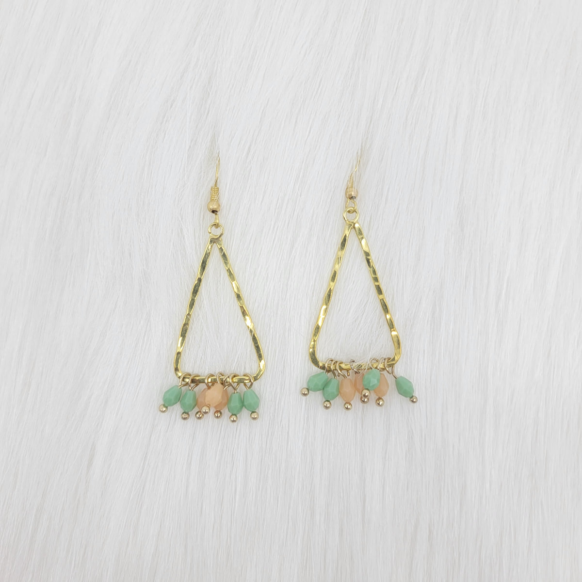 Hammered Triangle Dangle With Crystal Earrings