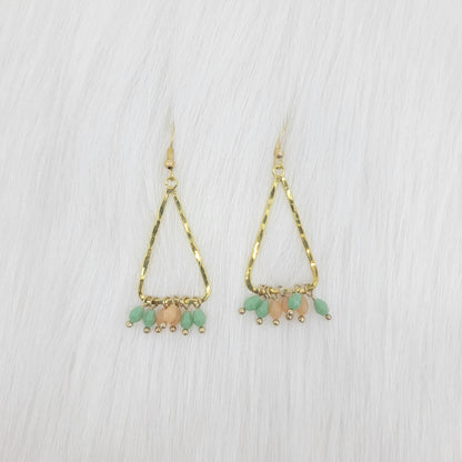 Hammered Triangle Dangle With Crystal Earrings