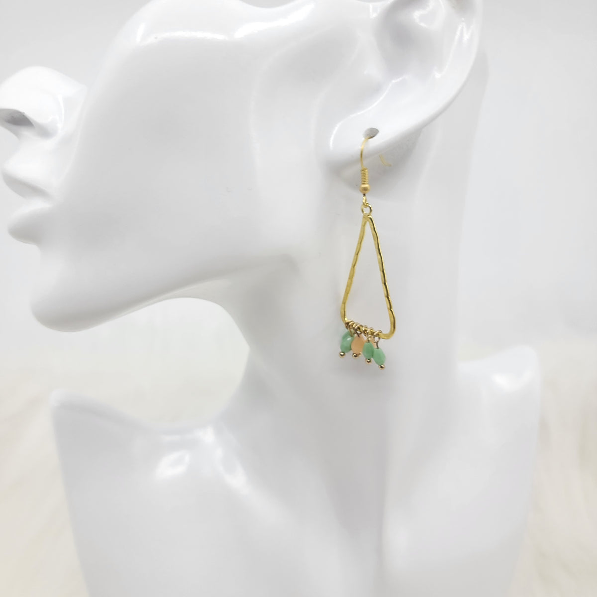 Hammered Triangle Dangle With Crystal Earrings