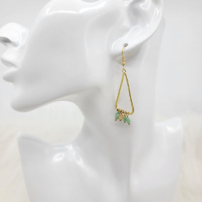 Hammered Triangle Dangle With Crystal Earrings