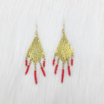 Triangle/Diamond Hammered With Seed Beads Earrings