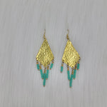 Triangle/Diamond Hammered With Seed Beads Earrings