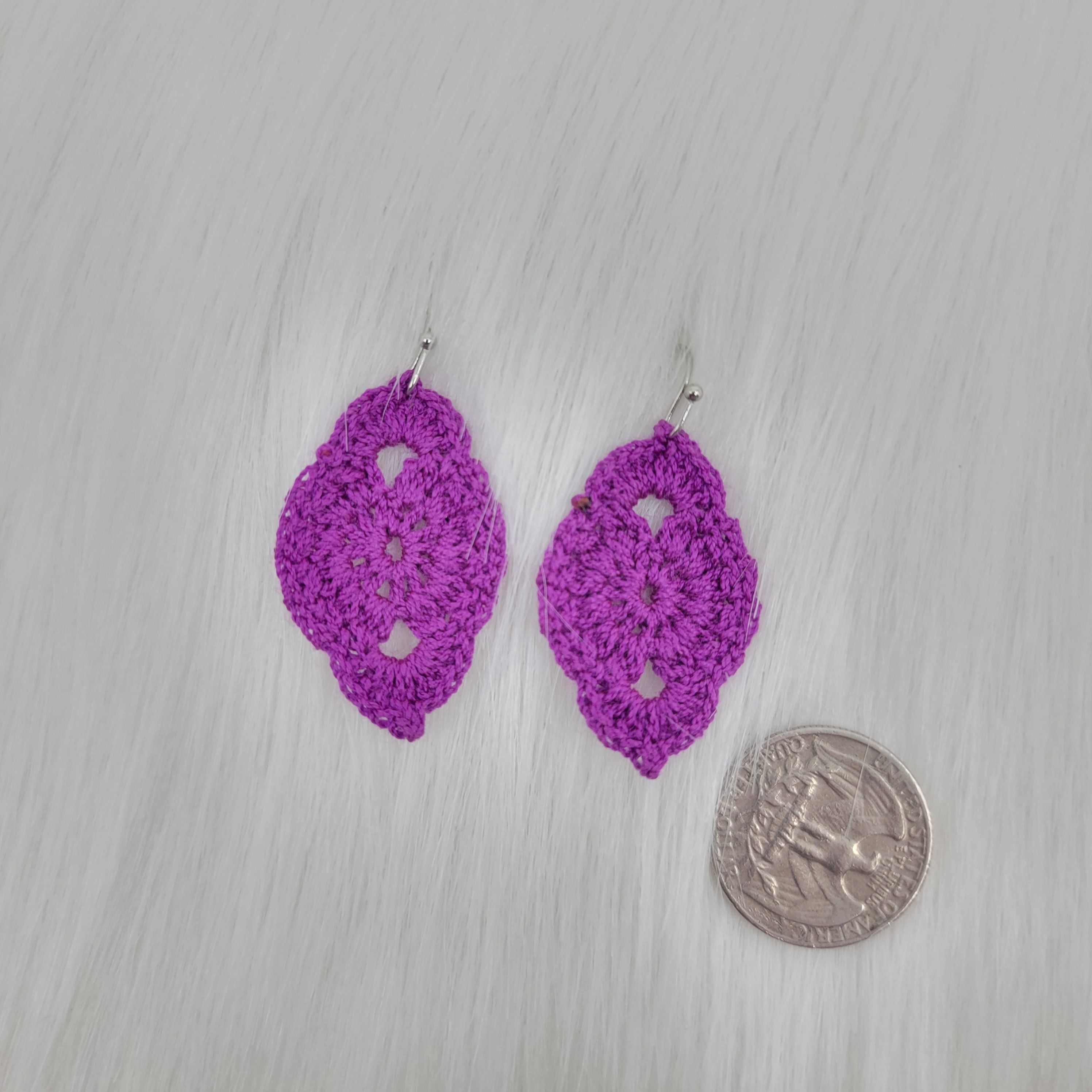 Purple Crochet Earrings