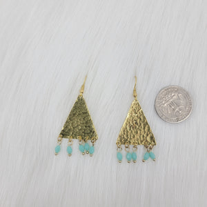 Triangle Hammered plate with Crystal Earrings