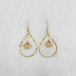 Teardrop Hammered Hoop Dangle With Crystal Earrings