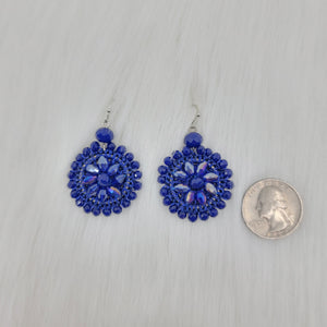 Blue Iridescent Crystal Crochet Earrings