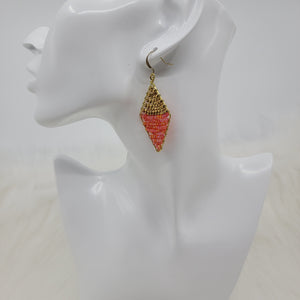 Diamond Shape Wrapped With Seed Beads Earrings