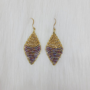 Diamond Shape Wrapped With Seed Beads Earrings