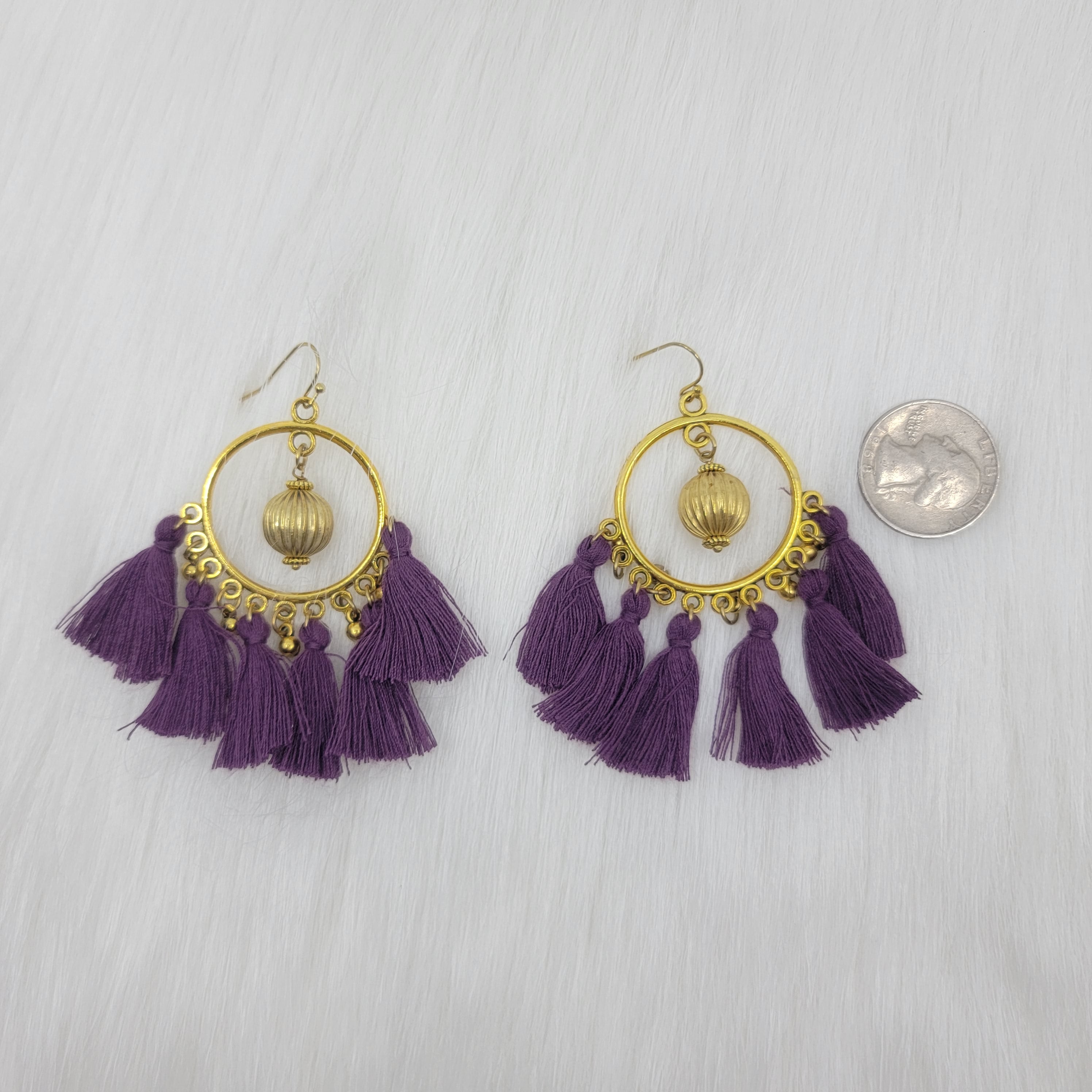 Circle Brass Earrings With Tassels
