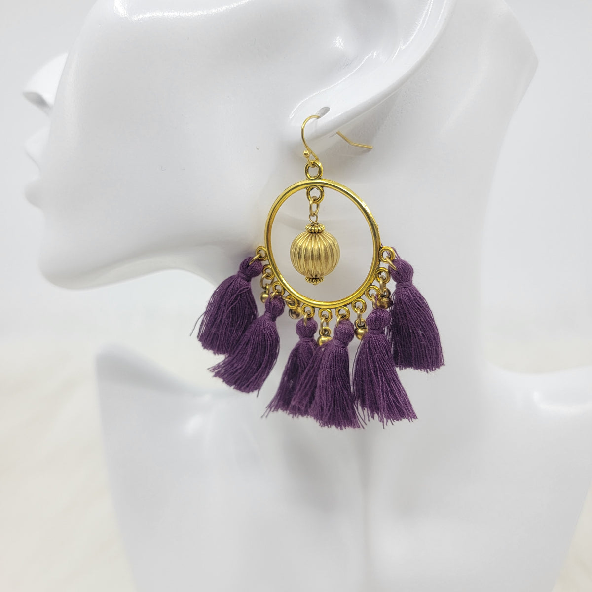 Circle Brass Earrings With Tassels