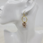 Circle Hammered Dangle With Gemstone Earrings