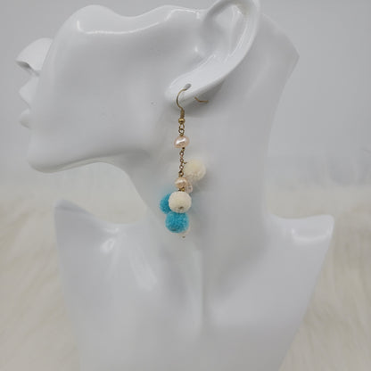 Fresh Water Pearls Earrings With Pompom