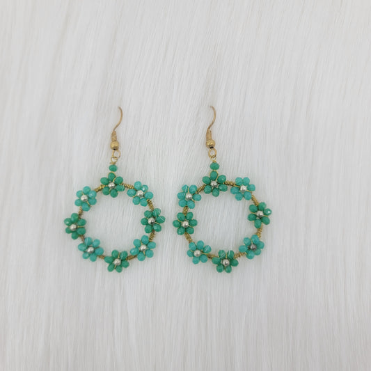 Crystal Flower Wire Wrapped Earrings