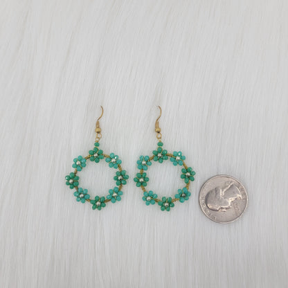 Crystal Flower Wire Wrapped Earrings