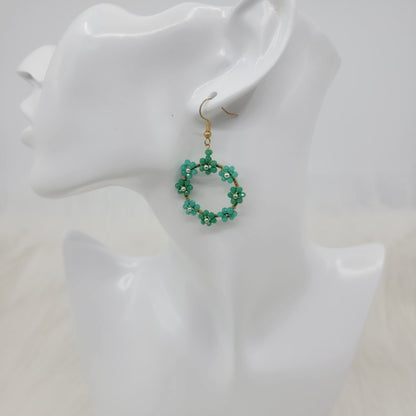 Crystal Flower Wire Wrapped Earrings