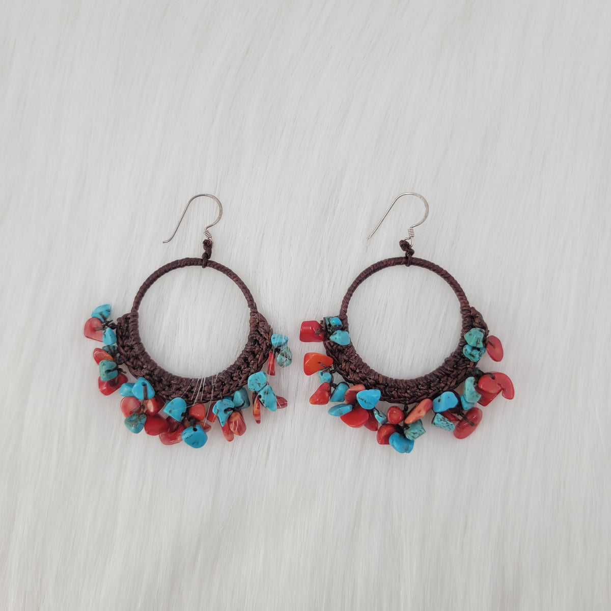 Natural Chip Stone Hoop Earrings