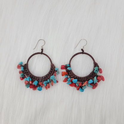 Natural Chip Stone Hoop Earrings