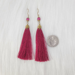 Simple Tassels earrings with Crystal Beads