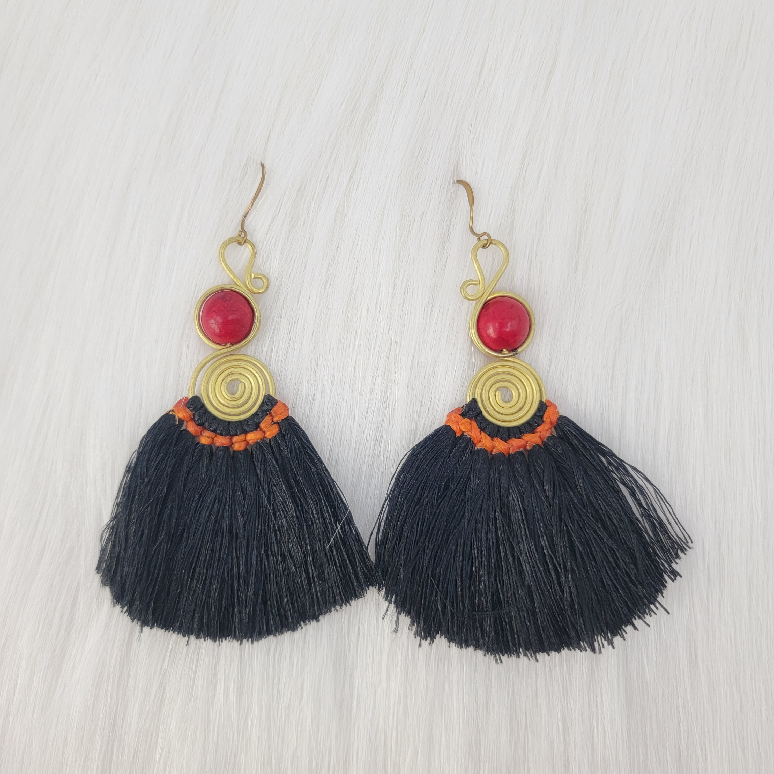 Bohemian Style Tassels Earrings With Stone