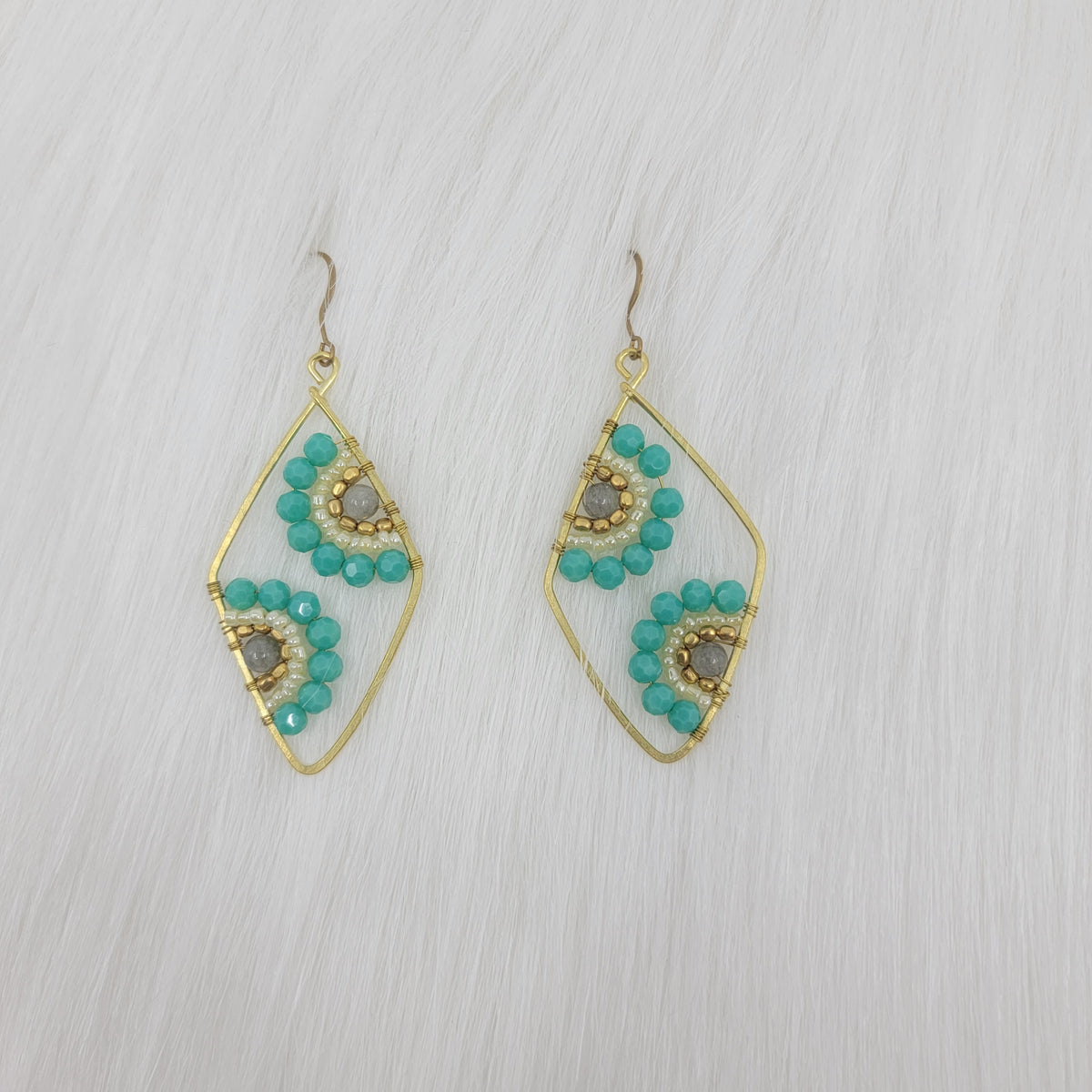 Diamond Crystal Flower Wire Wrapped Earrings