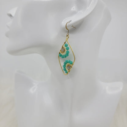 Diamond Crystal Flower Wire Wrapped Earrings