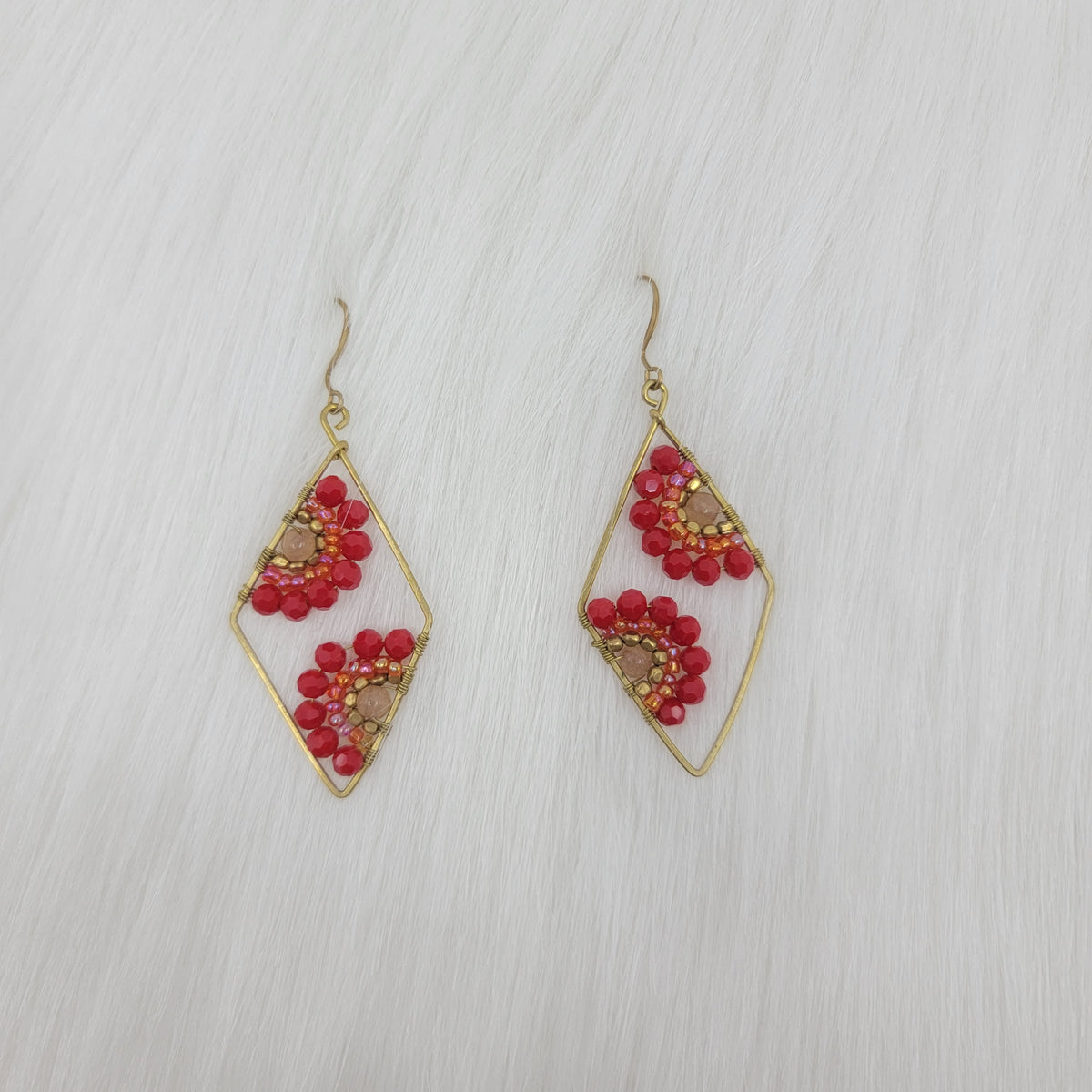 Diamond Crystal Flower Wire Wrapped Earrings