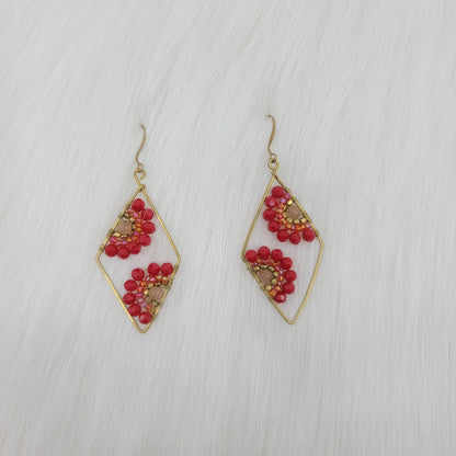 Diamond Crystal Flower Wire Wrapped Earrings