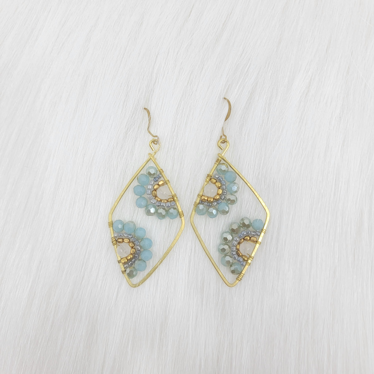 Diamond Crystal Flower Wire Wrapped Earrings