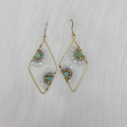 Diamond Crystal Flower Wire Wrapped Earrings