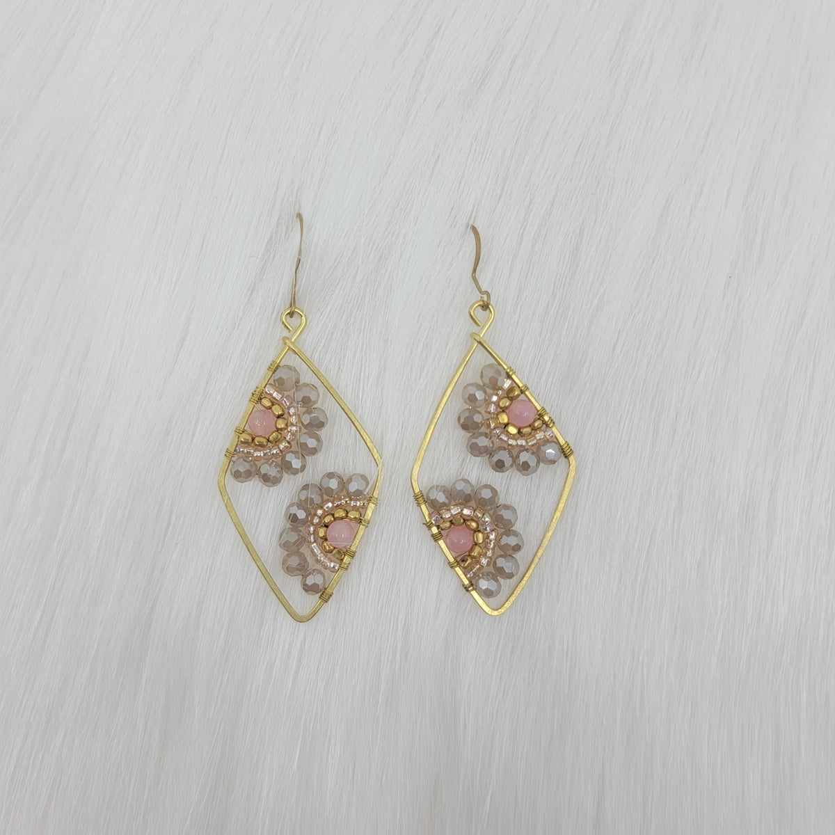 Diamond Crystal Flower Wire Wrapped Earrings