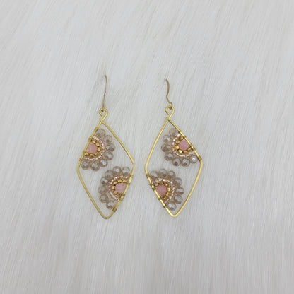 Diamond Crystal Flower Wire Wrapped Earrings