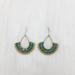 Teardrop Wire Wrapped With Brass Beads Earrings