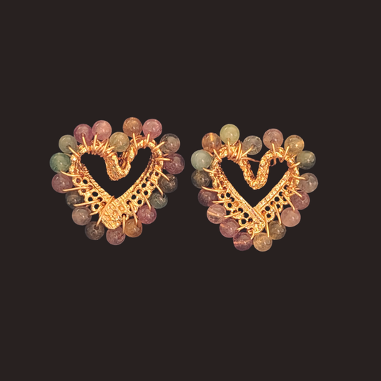 Tourmaline Heart Stud Earrings