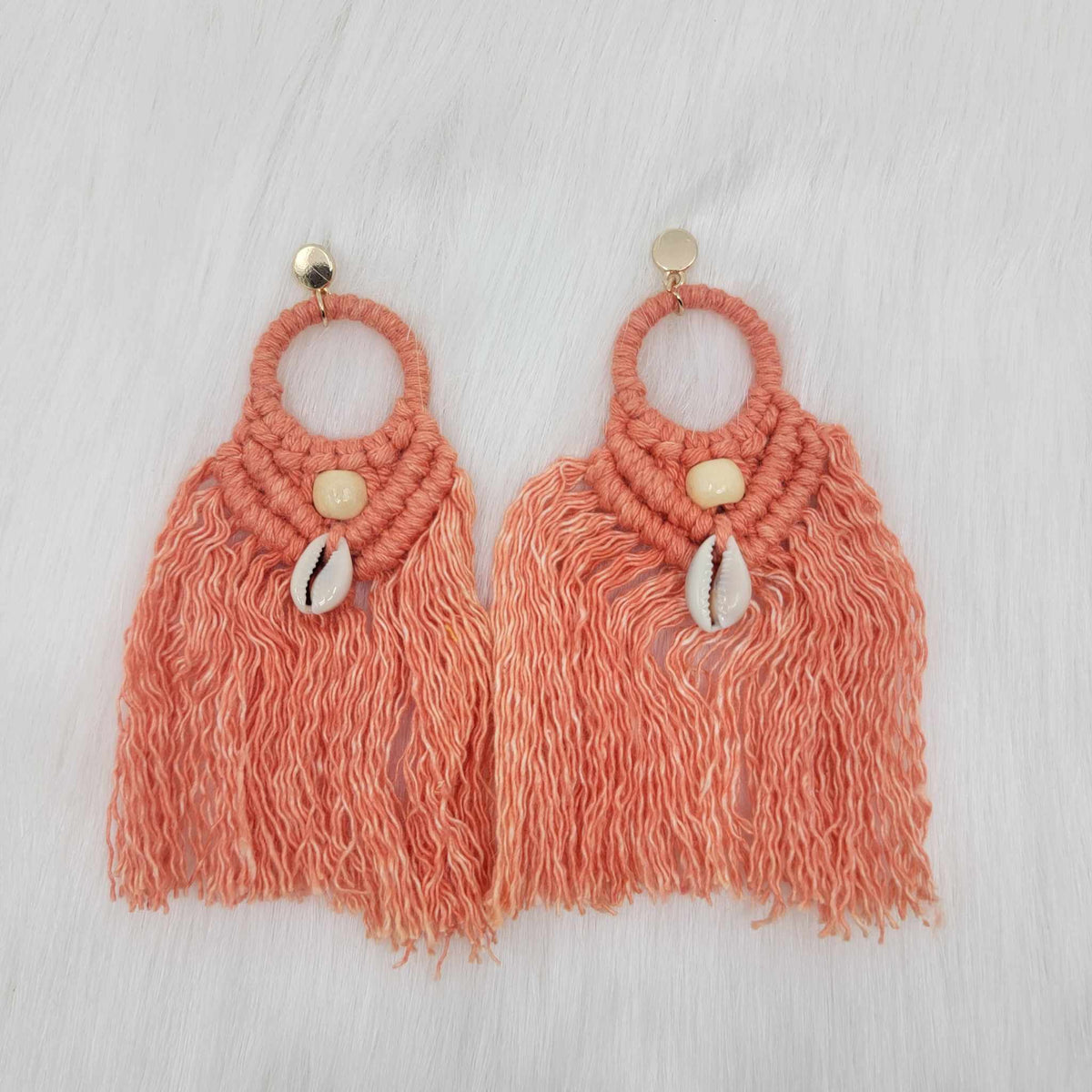 Macramé Earrings With Cowrie Shells