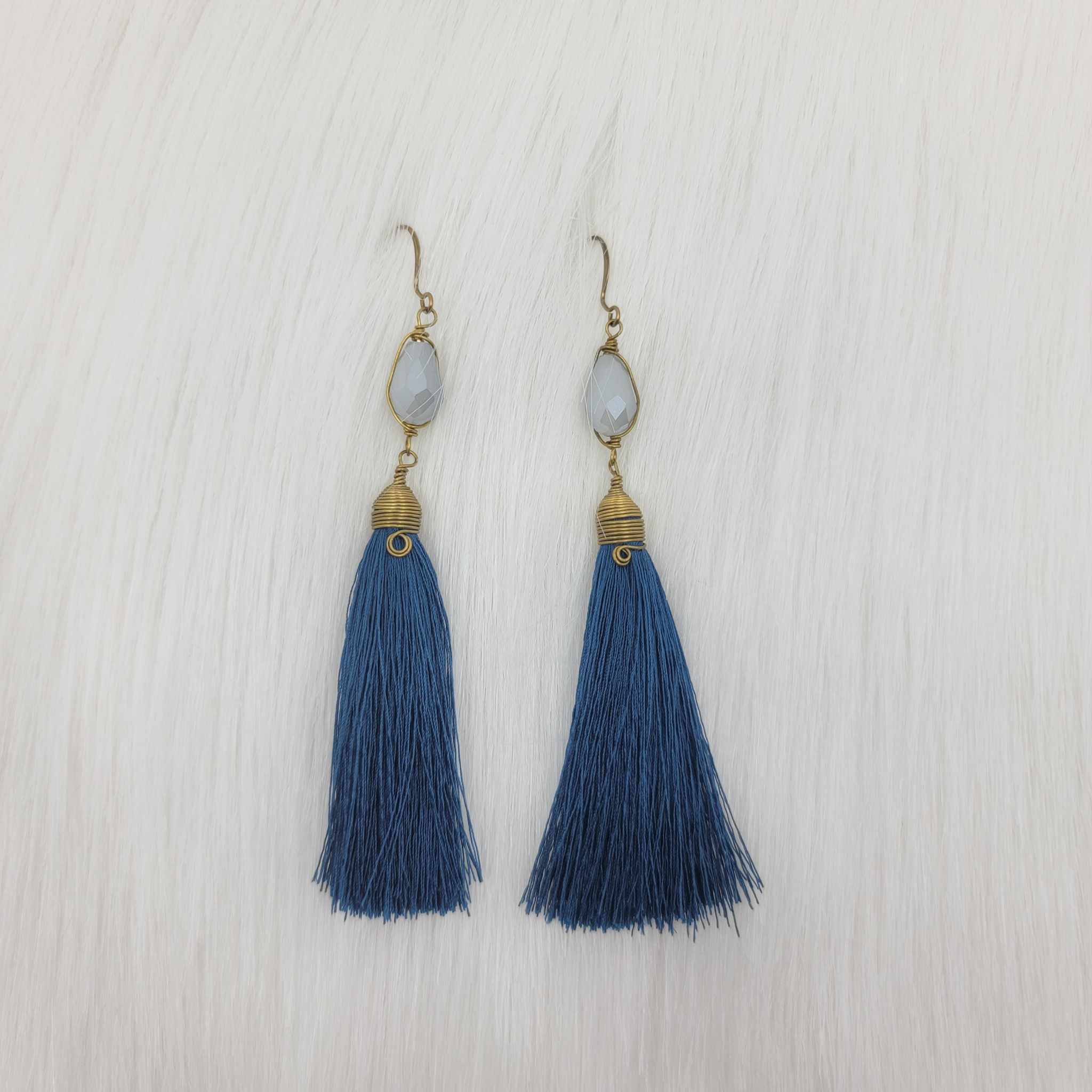 Simple Tassels earrings with Crystal Beads