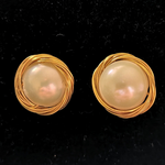 Freshwater Pearl Gold Nest Stud Earrings