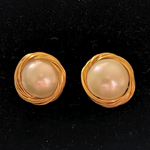 Freshwater Pearl Gold Nest Stud Earrings