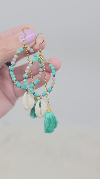 Crystal Beads With Tassels and Cowrie Shell